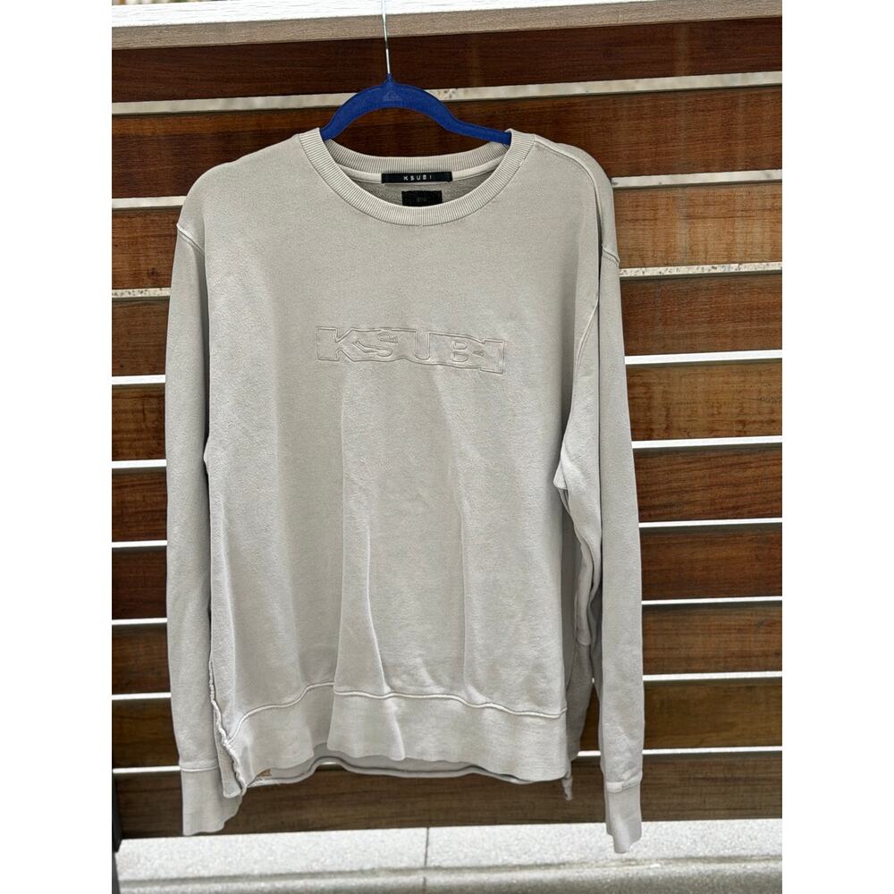 Ksubi Sign Of The Times crewneck sweatshirt XXL stone/cream tonal logo